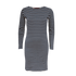 Breton Lady21 Kleid U-Boot-Ausschnitt Langarm Navy - Natur
