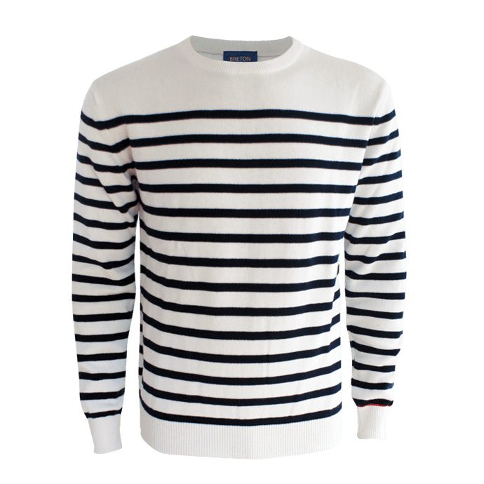 Breton Heren trui Pullover Pul01 Natural Navy