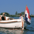 Niederländische Bootsflagge mit Marineblau