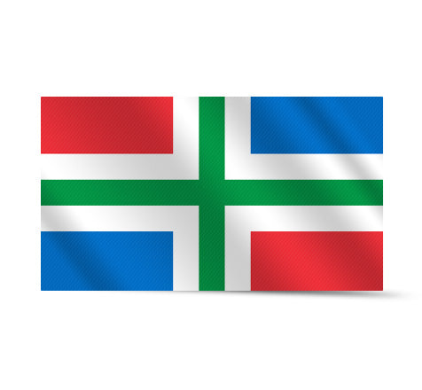 Groningen Province Netherlands Flag Vinyl Bumper Stickers - Set Of 2 Dutch Decals, 3x2 Inches