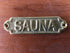 brass plate; SAUNA